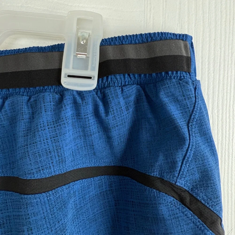 Lululemon‎ Surge Lined Shorts 7 Mens XL Blue Crosshatch Running Athletic Workout
